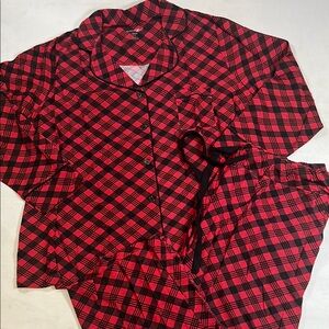 Dreams Co. Pajama Set Red Plaid Knit Women’s Size 1X Shirt and Pants NWT